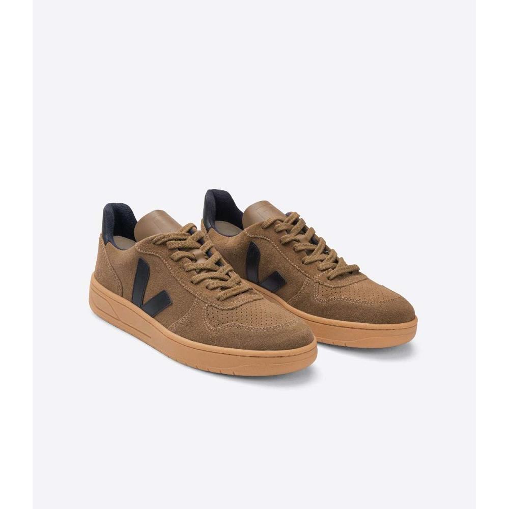 Women's Veja V-10 SUEDE Sneakers Brown | ZA 636QMA